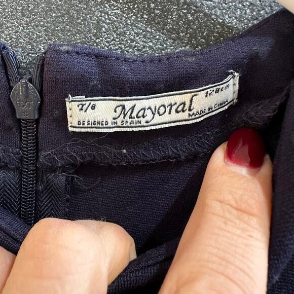 Mayoral Swiss Dot Navy Dress, EUC, Sz 7-8Y (7C) - Picture 5 of 6